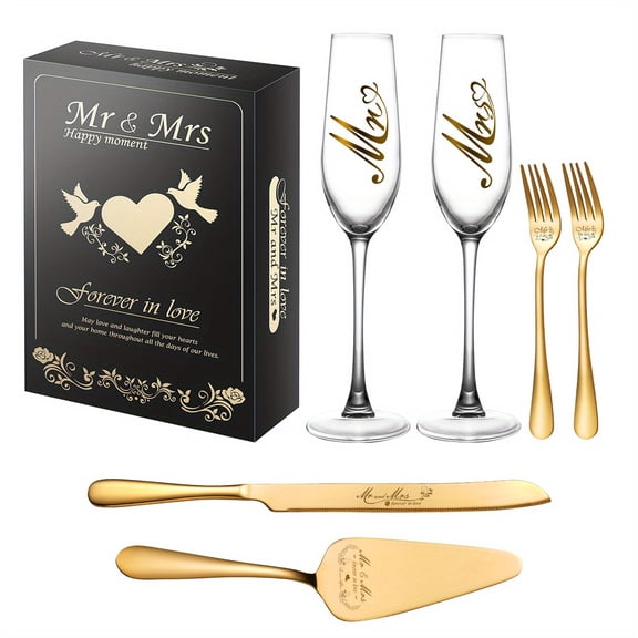 Champagne Glass Cake Knife Set | Cake Divider | Birthday Gift | Engagement Gift | Wedding Banquet Supplies