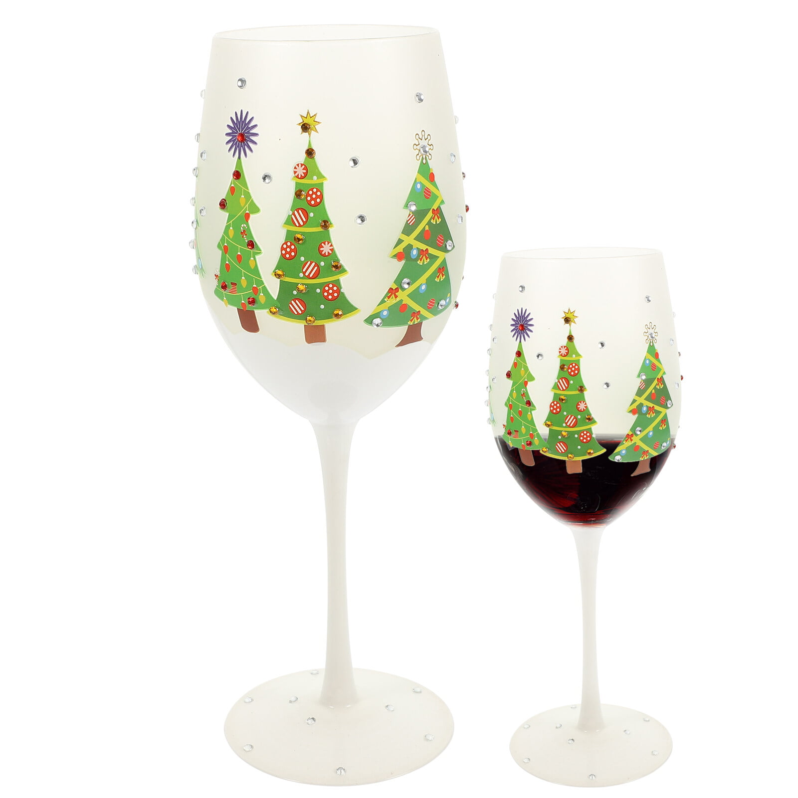 Christmas Wine Glasses Colored Glass Wine Cup Gift Box Christmas Tree  Decorated Glass Cup Goblet Christmas Gifts Champagne