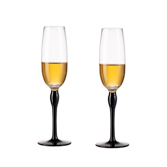Champagne Glass, Multi Colored Stem High Footed Champagne Flute Set of 2, Capacity 8.45 oz for Birthday Parties