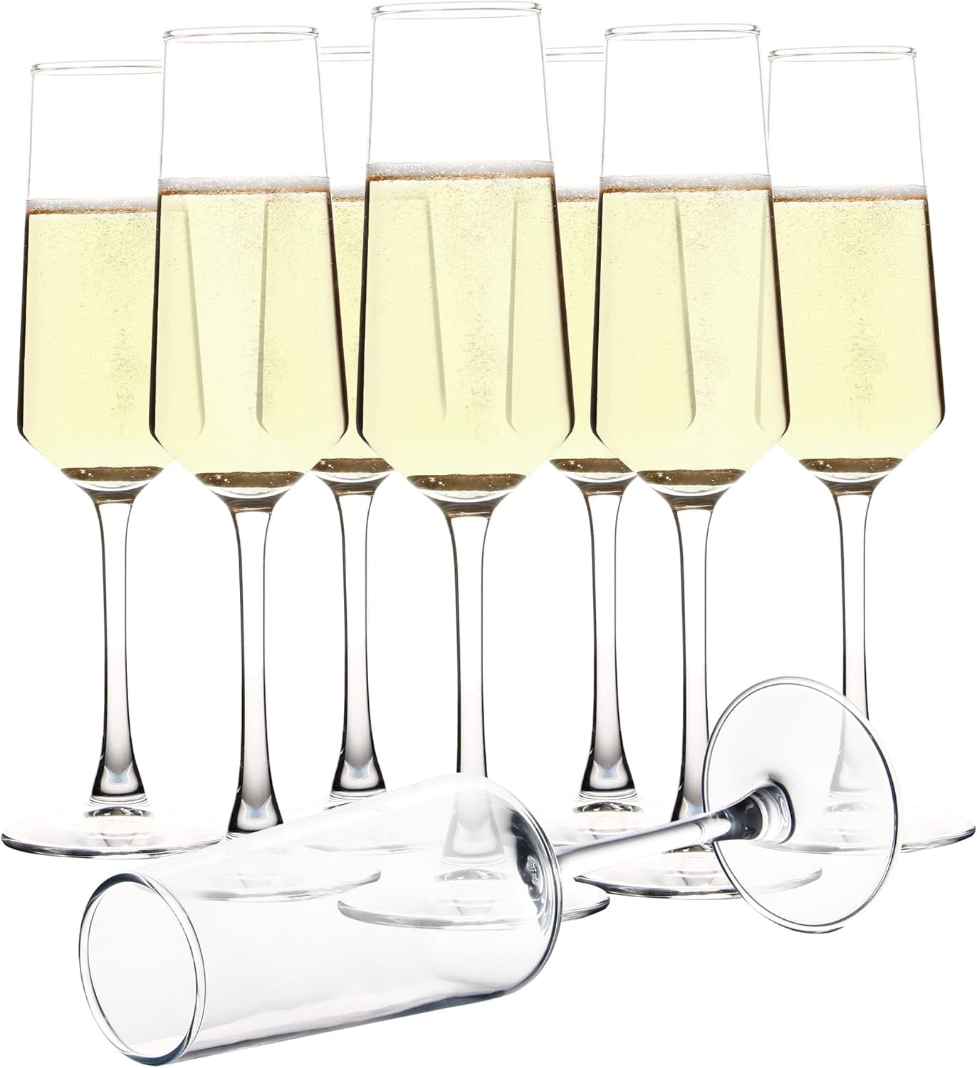 Champagne Glass Set, Durable Champagne Flutes with Mordern Shape, Long Stem Sparkling WIne Glass Clear (A Set of 12)