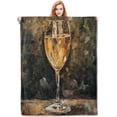 thumbnail image 1 of Champagne Glass Throw Blanket Gifts, Soft Cozy Fleece Blanket with Elegant Wine Glass Print, Lightweight Warm Blanket for Couch Bed Sofa, Perfect for Wine Lovers and Home Decor, 40x50 in, 1 of 6