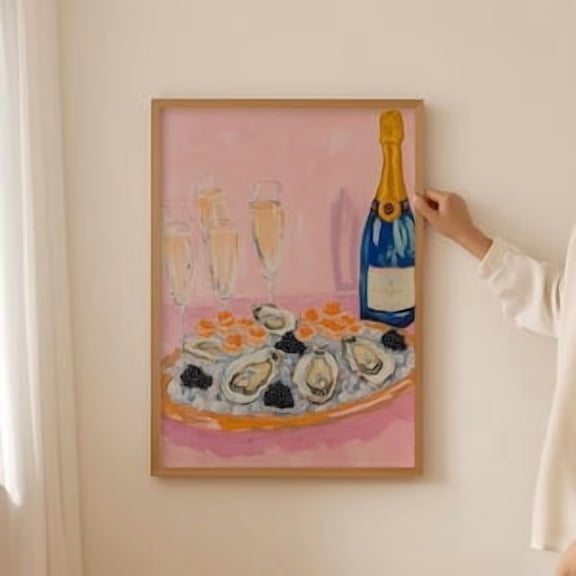 Champagne Glasses And Caviar Poster Vintage Luxury Wall Art, Poster Home Decor, Poster Only
