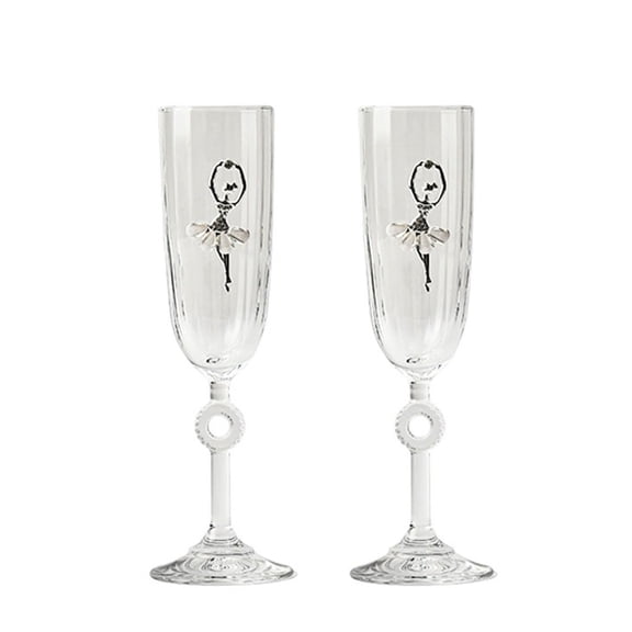 Champagne Glasses Ballerina, 2 Pcs High Legged Champagne Flutes, Capacity 6.09 oz for Sending Sisters and Sisters to Parties