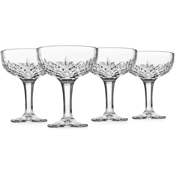 Champagne Glasses, Champagne Glass Set, Coupes Barware Martini Glasses - Set of 4, 6oz., Dublin Crystal Collection