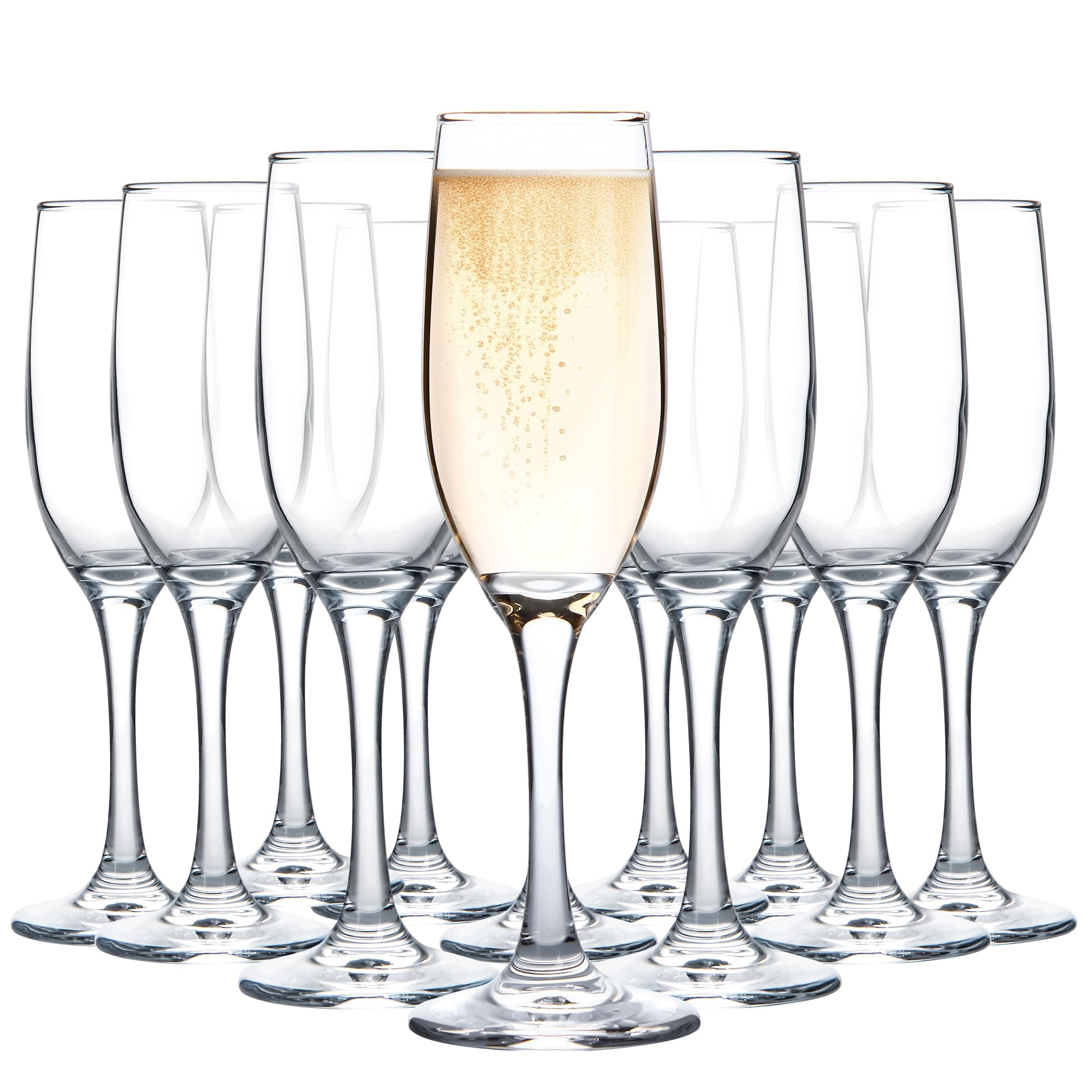 Champagne Glasses, Set of 12 Champagne Flutes with Classic Shape, Long stem Sparkling Wine glasses for Wedding, Restaurant, Bar, Wine Toasting, Clear