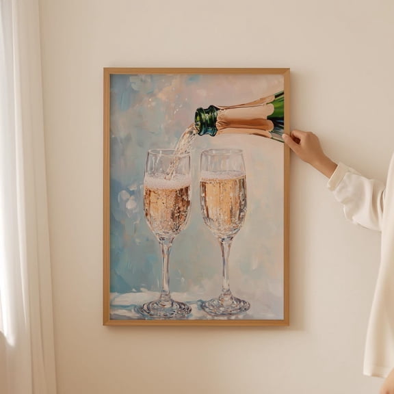 Champagne Glasses Wall Art Room Decor Champagne Print Luxury Oyster Poster for above couch art Vintage Oyster Art Work