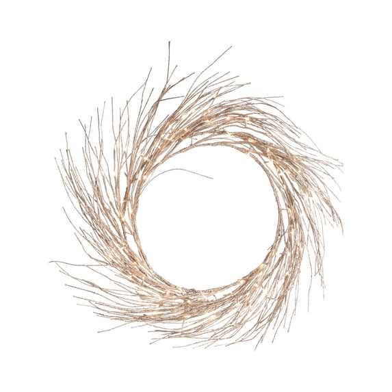 Champagne Glitter Light-Up LED Large Decorative Wreath