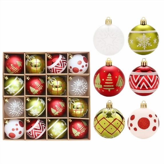 Champagne Gold Christmas Balls Ornament Set, Luxury Shatterproof Baubles with Snowflake Tree Pattern Glitter Decorative Hanging Ornaments for Christmas Tree and Holiday Party