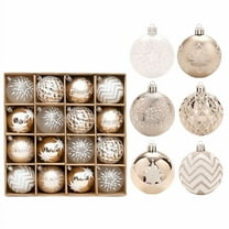 Champagne Gold Christmas Balls, Set of 16 Festive Metallic Ornaments for a Glamorous Holiday Tree