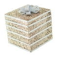 thumbnail image 1 of Champagne Gold Christmas Gift Box Decoration – 5.9in Glitter Plastic Ornament for Tree, Table Centerpiece & Holiday Home Décor, 1 of 5
