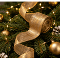 thumbnail image 1 of Champagne Gold Christmas Wired Ribbon - 16.4 Ft Yard Christmas Mesh Ribbon for Gift Wrapping, Tree Decor & DIY Crafts, Holiday Bow Making,B, 1 of 6