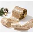 thumbnail image 1 of Champagne Gold Christmas Wired Ribbon - 16.4 Ft Yard Christmas Mesh Ribbon for Gift Wrapping, Tree Decor & DIY Crafts, Holiday Bow Making,C, 1 of 5
