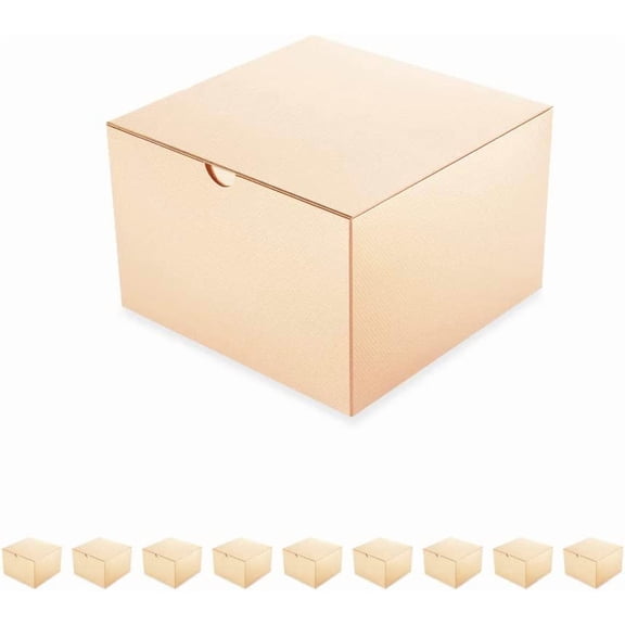 Champagne Gold Gift Boxes 10 Pack 6x6x4 Inches, Small with Lids, Bridesmaid Proposal for Wedding, Party, Light Weight Gifts (Glossy Gold, Grain Texture)
