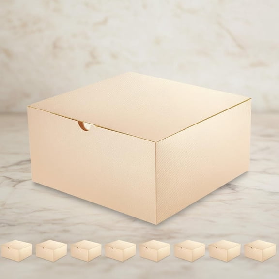 Champagne Gold Gift Boxes with Lids, Parer Bridesmaid Proposal Boxes, Light Weight Gifts in Glossy Champagne Gold with Grain Texture