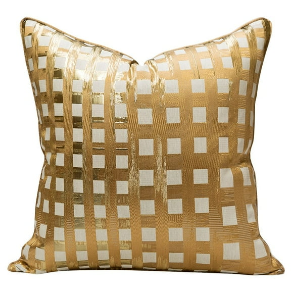Champagne Gold Hand Woven Cushion Cover Plaid Throw Pillow Covers For Living Room and Bedroom Decoration 18" x 18"