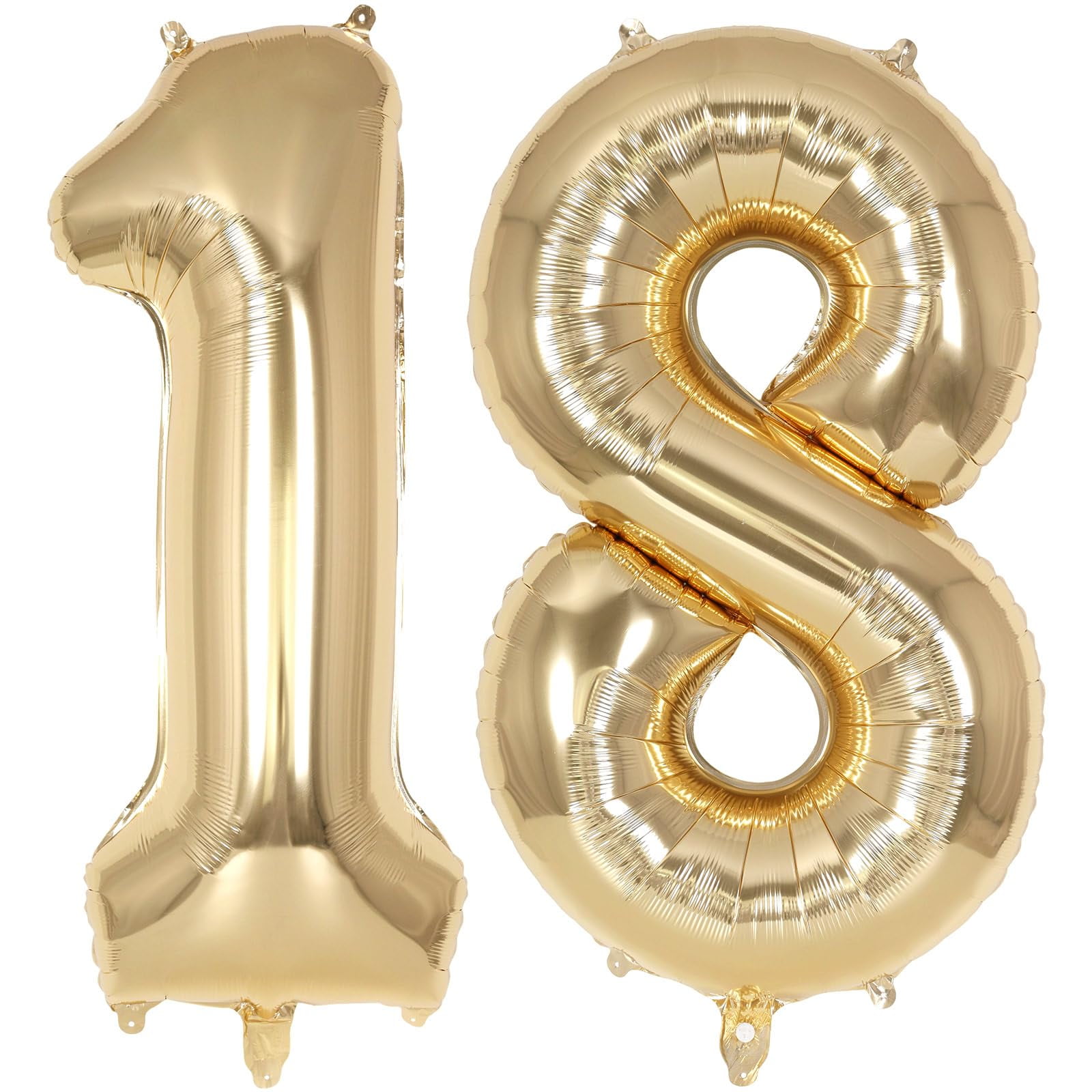 Large Numbers 18 Champagne Gold Large Number 18 Balloon, ZLK1 40 Inch Gold Foil Helium ...