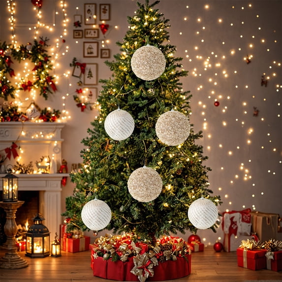 Champagne Gold Large Painted Christmas Ball Ornament | PVC Decorative Pendant for Tree | Holiday Hanging Decoration | 12cm 15cm | 1 Pack | Durable Festive Décor