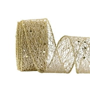 LoomJoyz Royal Blue Mesh Glitter Wired Ribbon, Sparkling, 1.5 Inch x 10 Yards for Christmas Tree for Gift Wrapping Bow Wreath Crafts Wedding Party Decoration