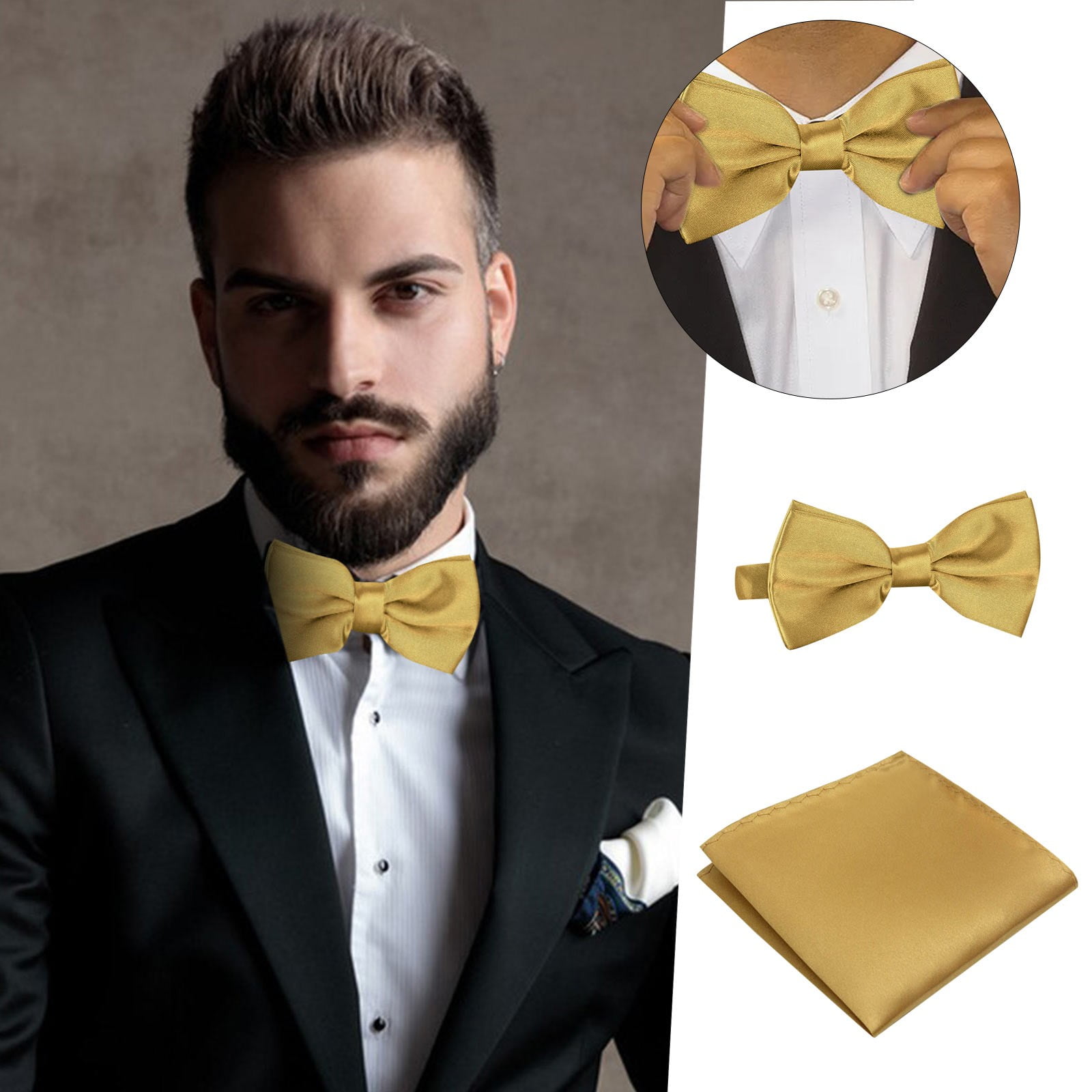 Champagne Gold Square Wedding Banquet Men's Formal Suit Dress Pocket