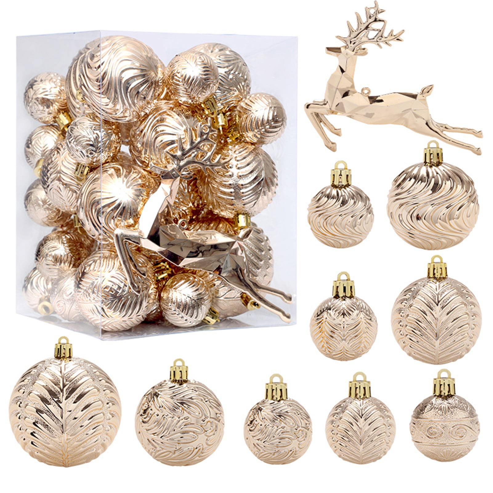 Champagne Holiday Ornaments 40pcs Christmas Ornaments Ball Set ...