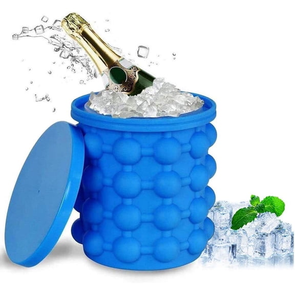 Champagne Ice Bucket For Quick Cooling, Outer Chambers Freeze Ice Cubes, Internal Cylinder Stores Ice Cubes, Keeps Ice Fresh And Odorless For Dinner Parties, Birthday Celebrations