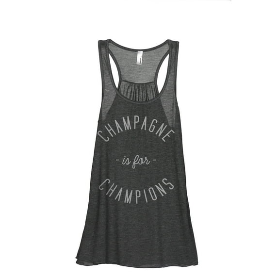 Champagne Is For Champions Women's Fashion Sleeveless Flowy Racerback Workout Yoga Tank Top Charcoal Grey Large
