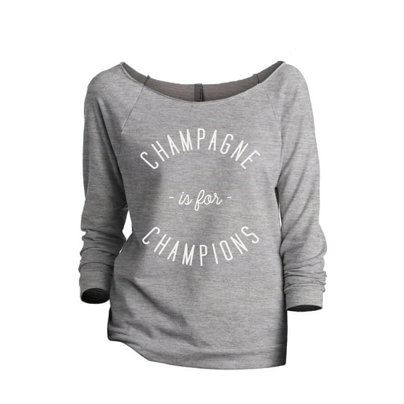 Champagne Is For Champions Women's Fashion Slouchy 3/4 Sleeves Raglan Lightweight Sweatshirt Sport Grey Medium
