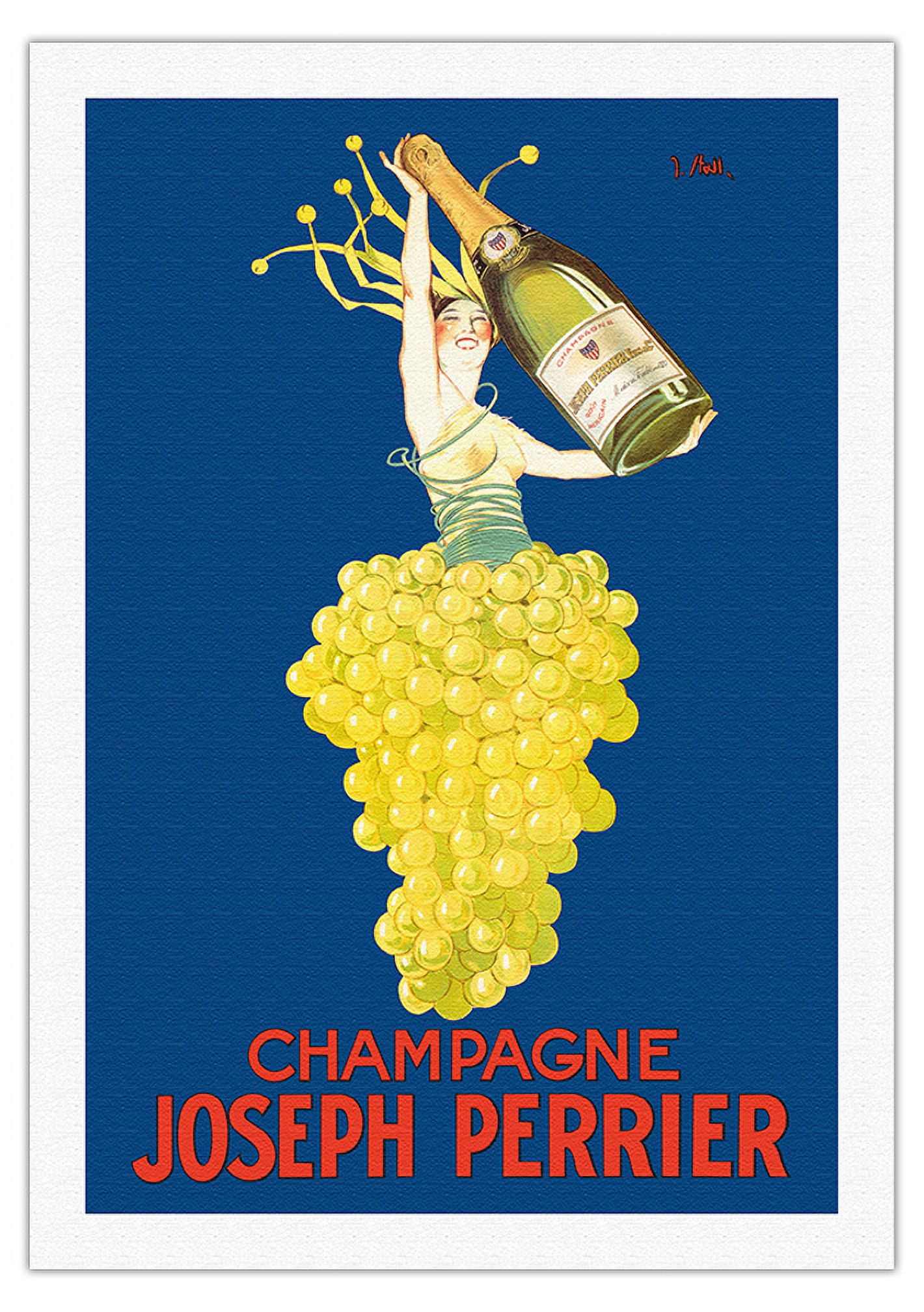 Champagne Joseph Perrier - French Woman Emerging from Chardonnay Grapes - Vintage Advertising Poster by J. Stall c.1926 - Master Art Print (Unframed) 9in x 12in - Walmart.com Champagne Joseph Perrier - French Woman Emerging from Chardonnay Grapes - Vintage Advertising Poster by J. Stall c.1926 - Master Art Print (Unframed) 9in x 12in - Walmart.com