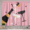 thumbnail image 1 of Champagne Kitchen Curtains, Party Time Cheers Vintage Bottle with Clinking Glasses Celebration, Two Panels Drapes with Rod Pocket Room Decor, 55" X 45", Pale Pink Marigold Black, by Ambesonne, 1 of 1