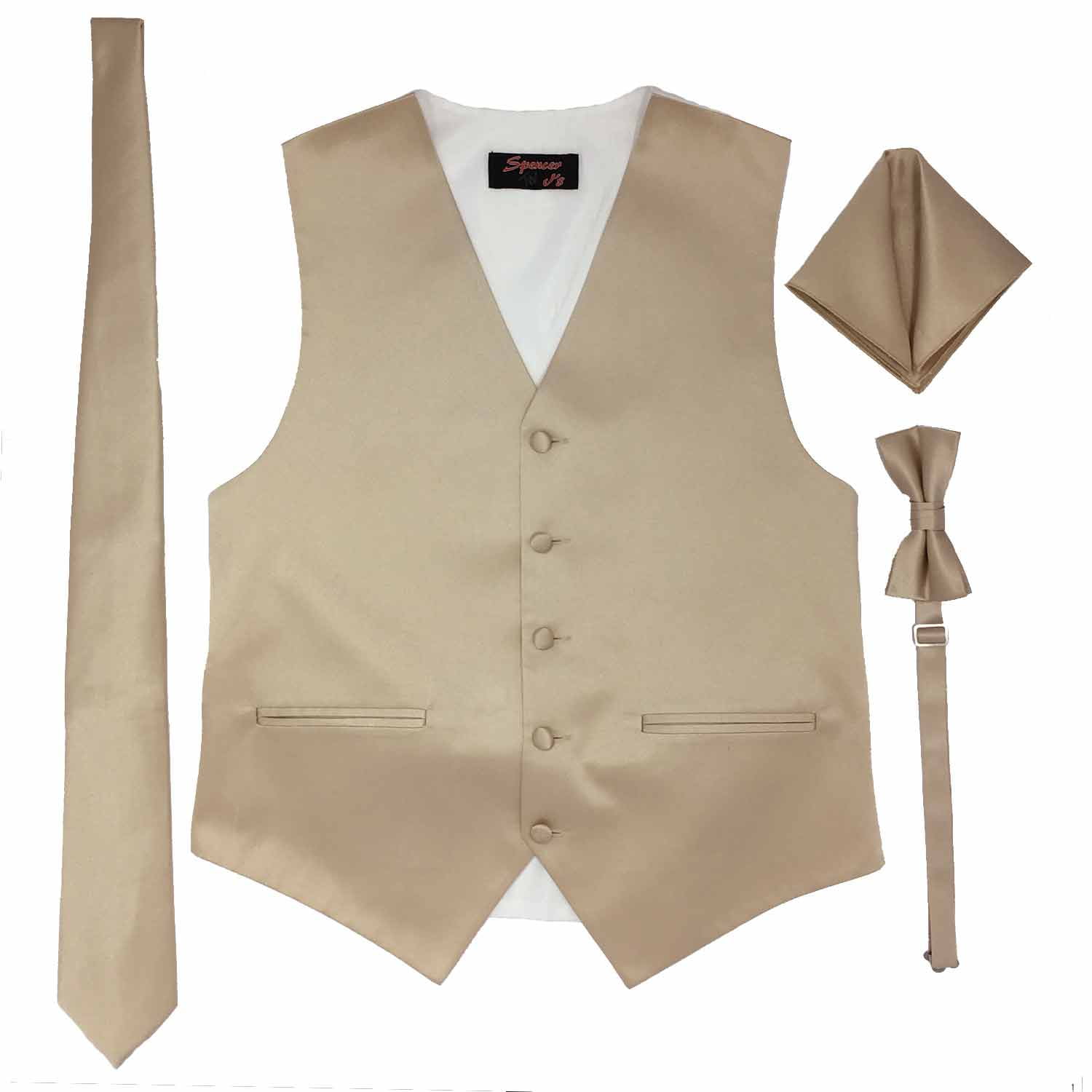 Men's Champagne Diamond Pattern 4-Piece Men's Vest Set Also available in Big and Tall Sizes