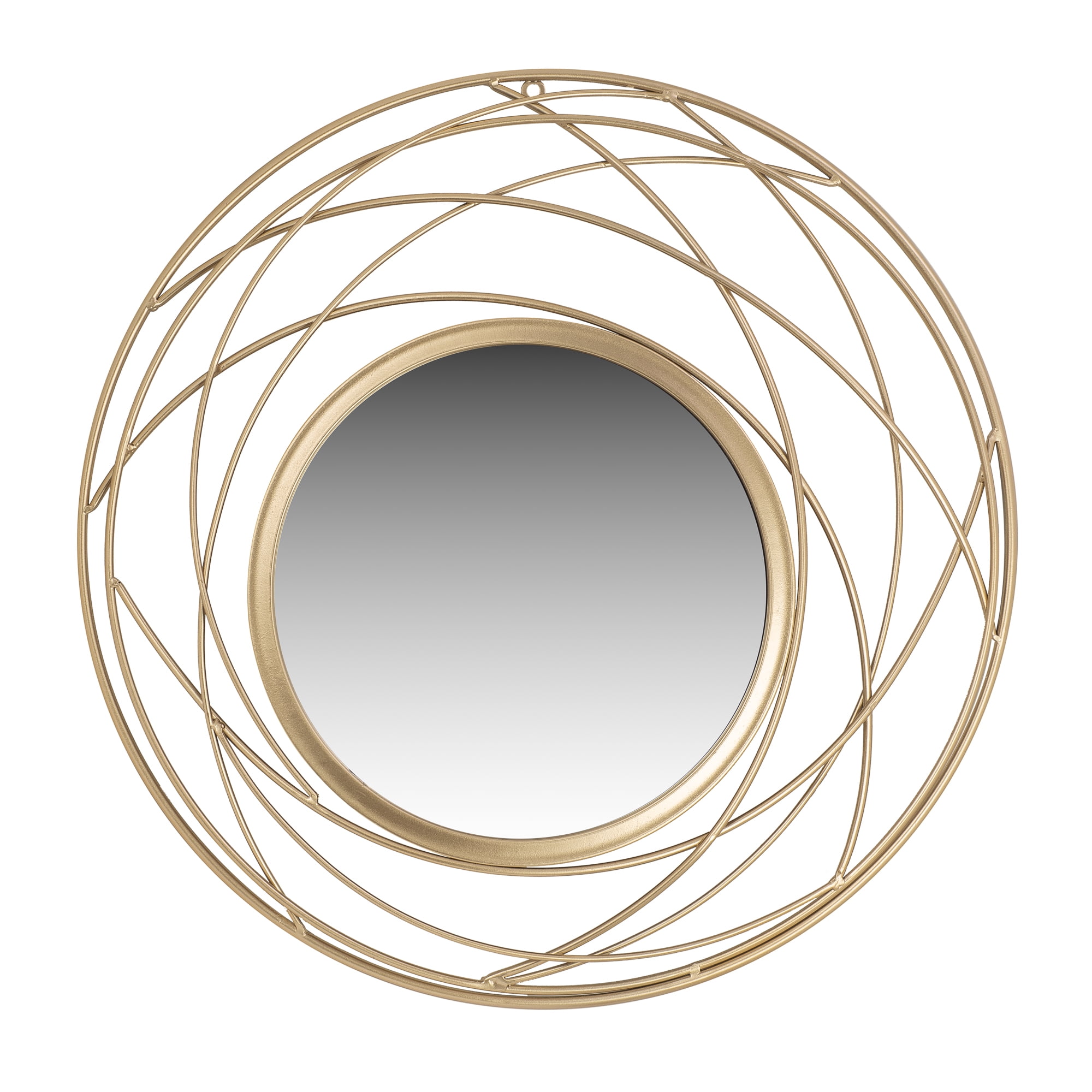 Champagne Metal Round Wall Accent Mirror 24"x24" by Patton Wall Decor