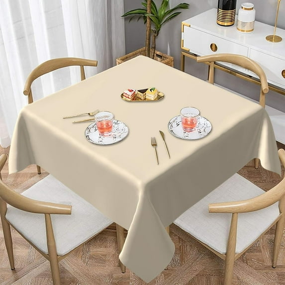 Champagne Metallic Solid Color Classic Elegant Soft Tablecloth Square Dinng Table Covers for ...
