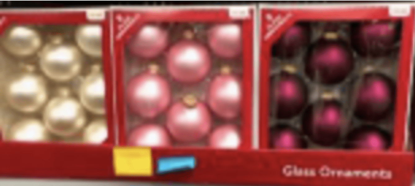 Champagne/Pink/Dark Red Glass Ornament Assortment (8) Count 67mm