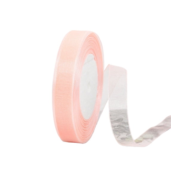 Champagne Pink Sheer Organza Ribbon 0.59 Inch x 50 Yards, Elegant Tulle Chiffon Ribbon Roll for Gift Wrapping, Bridal Shower, Wedding, Bouquets, Invitations and Party Decor