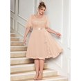 thumbnail image 1 of Champagne Plus Size V-Neck Sequin Lace Chiffon Butterfly Sleeve Ruffle Hem Evening Dress For Formal Occasions, 1 of 8