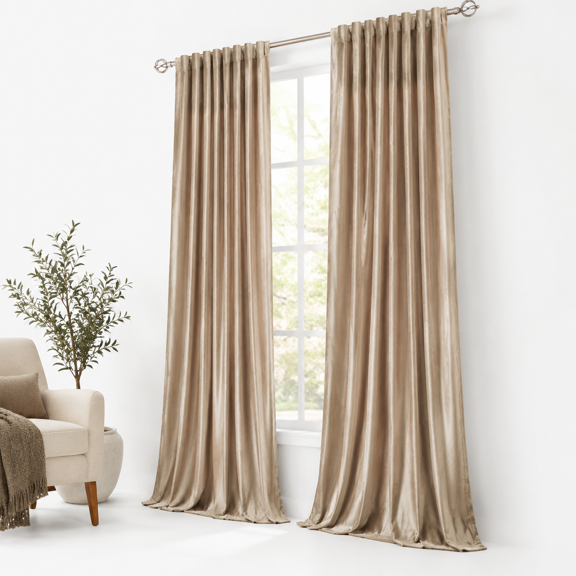 Champagne Polyester Curta90 Inch Long For Living Room Set Of 2 Panels Blackout Rod Pocket Tab Window Darkening Heavy Decorative Dr