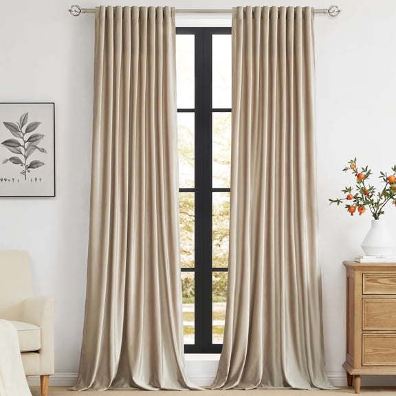 Champagne Polyester Curta90 Inch Long For Living Room Set Of 2 Panels Blackout Rod Pocket Tab Window Darkening Heavy Decorative Drapes Bedroom