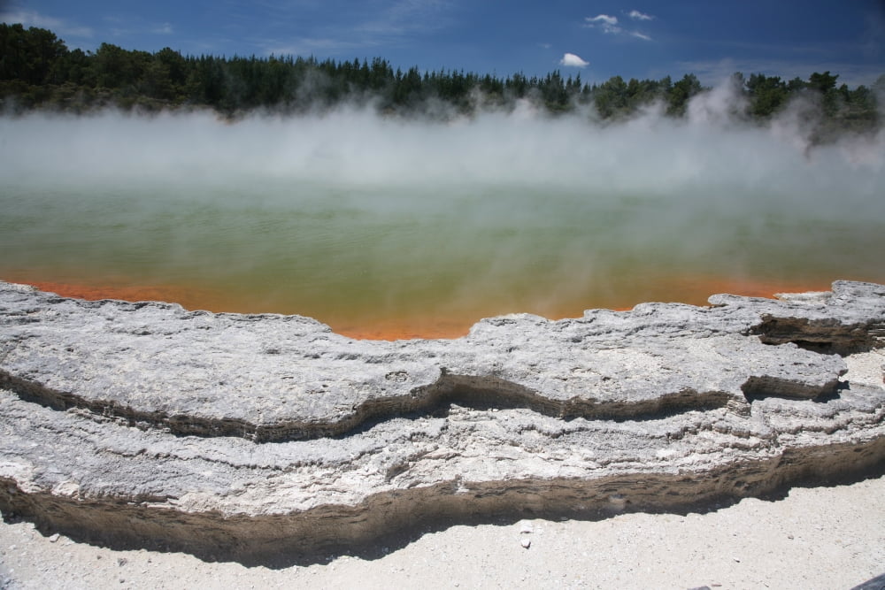 Champagne Pool hot spring Wai-O-Tapu Geothermal area Taupo Volcanic Zone New Zealand Canvas Art - Richard RoscoeStocktrek Images (35 x 23)