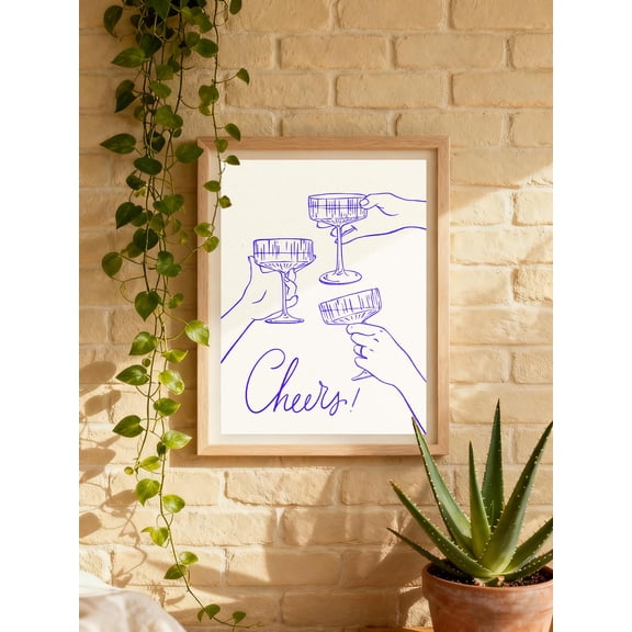 Champagne Poster Print, Cheers Cocktail Poster, Line Art Bar Poster, Bar Poster Wall Art, Party Poster For Kitchen, Dining Room Or Bar Space, Poster Only