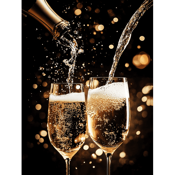 Champagne Pouring Decoration Painting/Canvas Art， Ideal for Bar Decoration， Celebration Decor， Dining Room， Living Room， Restaurant， Kitchen， Party， Anniversary， and Special Occasions.
