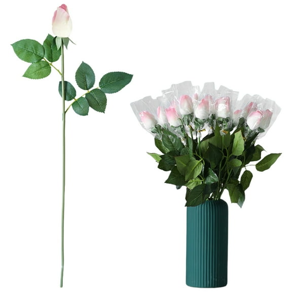 Champagne Rose Buds - Realistic Design Artificial Flowers, 43cm Long Mesh Faux Roses, Anti-Fading Wedding/Home Decor (Dark Tone, 4.5cm Flower Head)