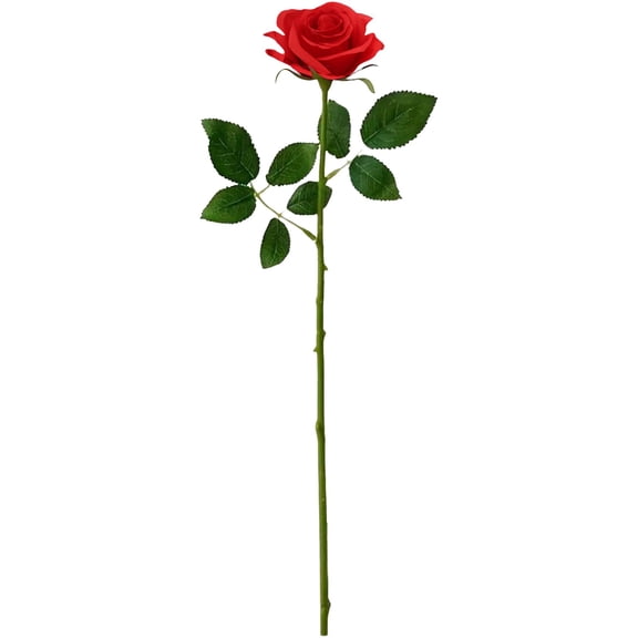 Champagne Roses Artificial Flowers Silk Fake Flowers Realistic Long-Stem Faux Roses Bouquet Long Stem for Wedding Celebration Home Party Birthday Valentine's Day Decoration, 1Pc(Red,17.6X2.7")