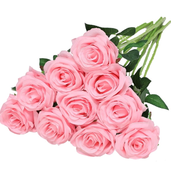 Champagne Roses Artificial Flowers Silk Flowers Realistic Roses Bouquet Long Stem for Wedding Home Birthday Decoration Pink