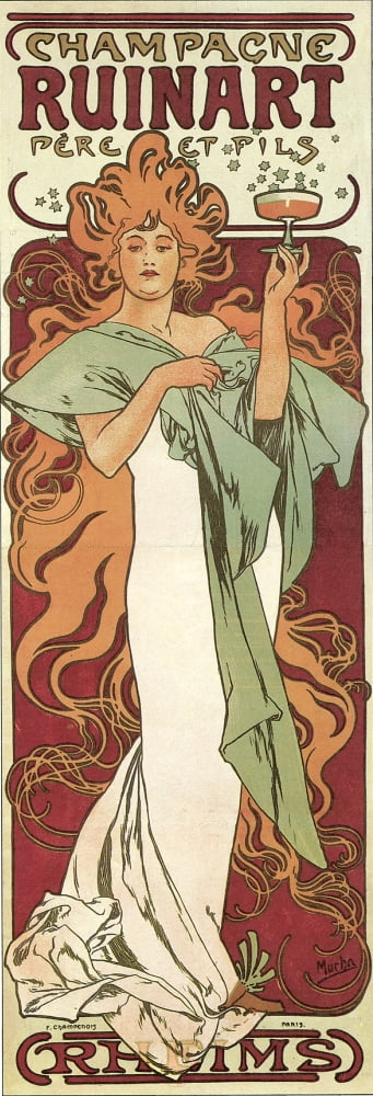 Champagne Ruinart 1896 Canvas Art - Alphons Mucha (24 x 36)