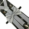 thumbnail image 1 of Champagne SILVER GREY Bow Tie and Matching Suspender Tuxedo Wedding Party - New with box/tags, 1 of 1