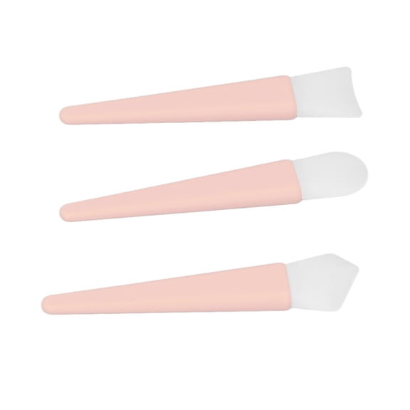 Champagne Silicone Brush Applicator Set Soft Washable Makeup Brushes Tools for Mud Mask Cream Lightweight Luxury Silicone Brush Kit / 3 Pcs Set