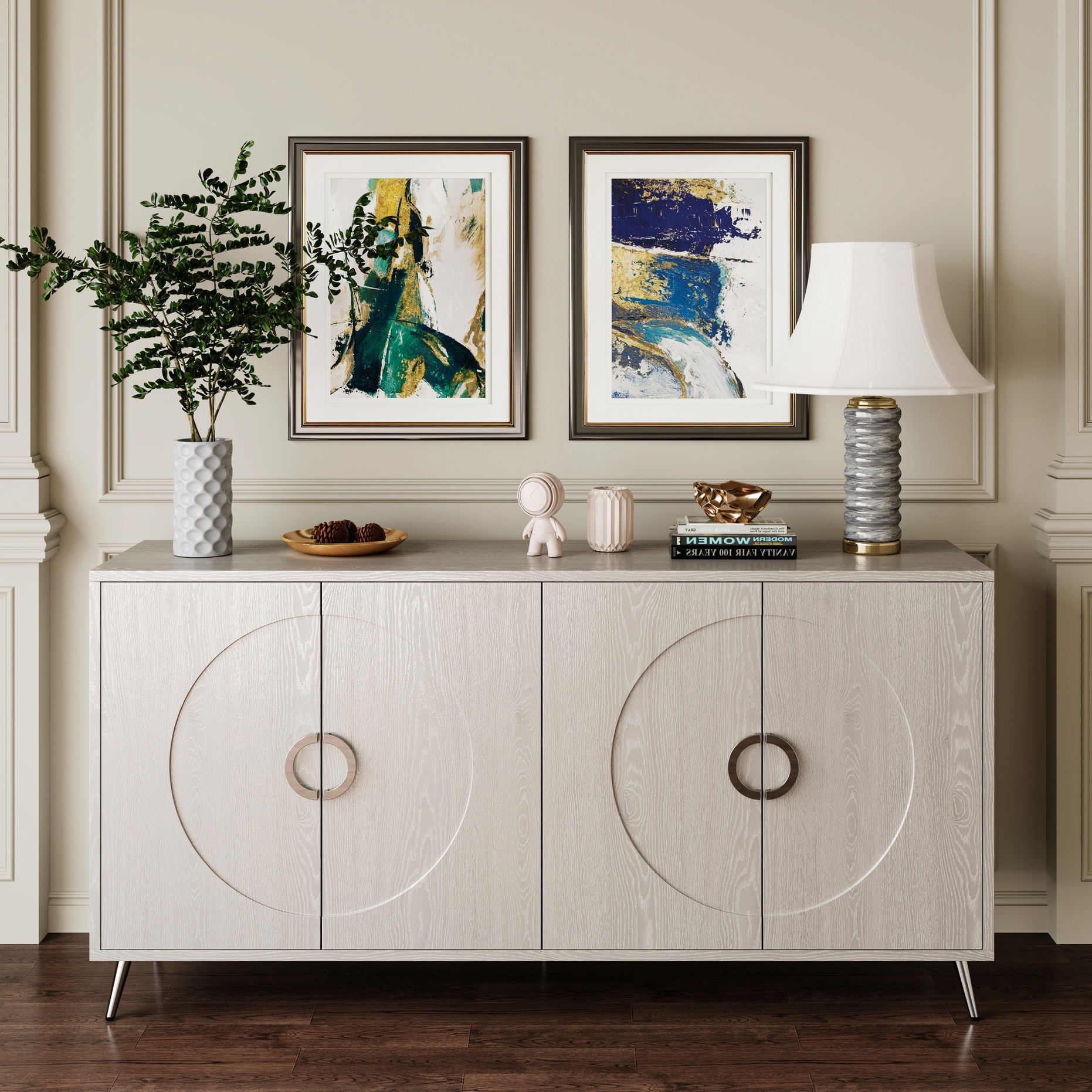 Champagne Silver Server Cabinet | Suitable for Entryway Display ...