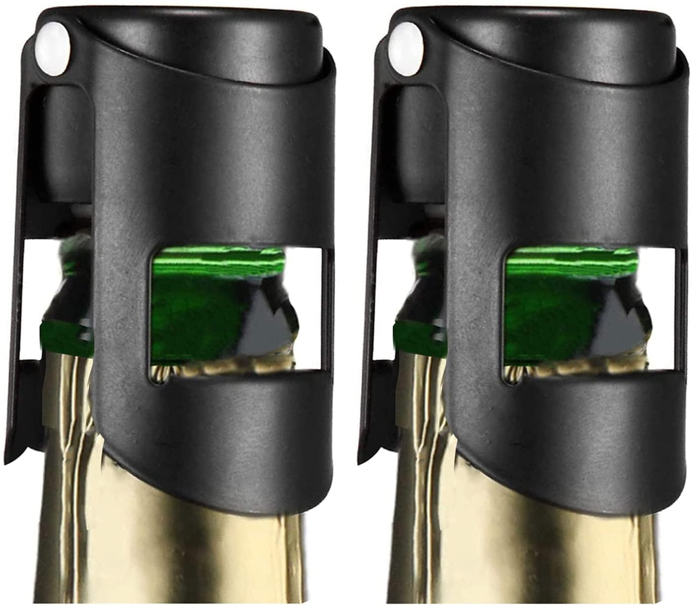 Champagne Stopper 2Pack Black Professional Champagne Saver Bottle