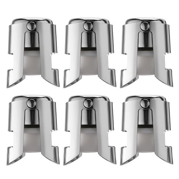 Champagne Stopper Stainless Steel Sparkling Wine Bottle Plug Sealer Leak-Proof Bubble Retaining Saver,Suitable for Champagne Prosecco Cava and Sparkling (6 Pack Silver)