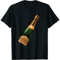 thumbnail image 1 of Champagne T-Shirt Wine Bottle Alcohol Lover Alcoholic Tee T-Shirt men and women can wear, black, white, gifts, 1 of 4